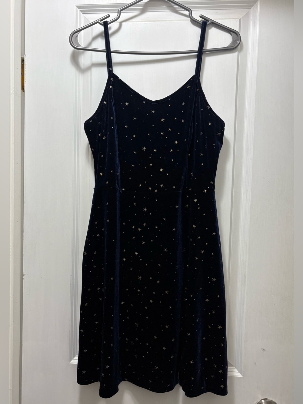Women's Velvet Star Dress - Navy with Gold Stars
